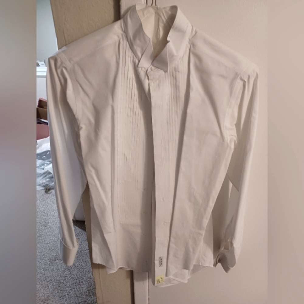 Lion of Troy tailor made luxury tuxedo dress shirt size 16.5/34 sleeve